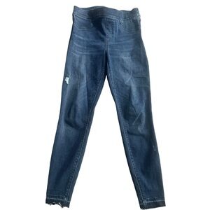SPANX Pull on Skinny Jeans Jeggings Denim Pants Womens Medium Raw Hem